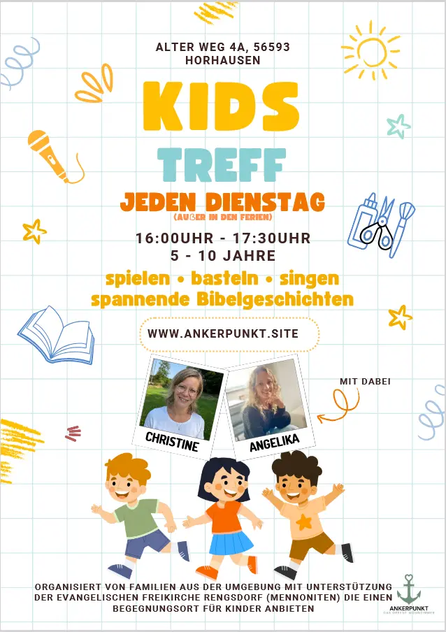 Kids-Treff - Jeden Dienstag - spielen, basteln, singen, spannende Bibelgeschichten